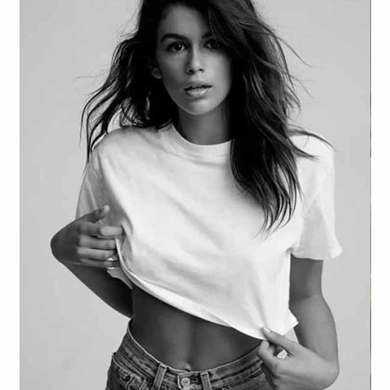 

Cosmicchic 2020 Women Basic White T-shirts High Quality O Neck Crop Top Short Sleeve Casual Tops Solid Tshirt