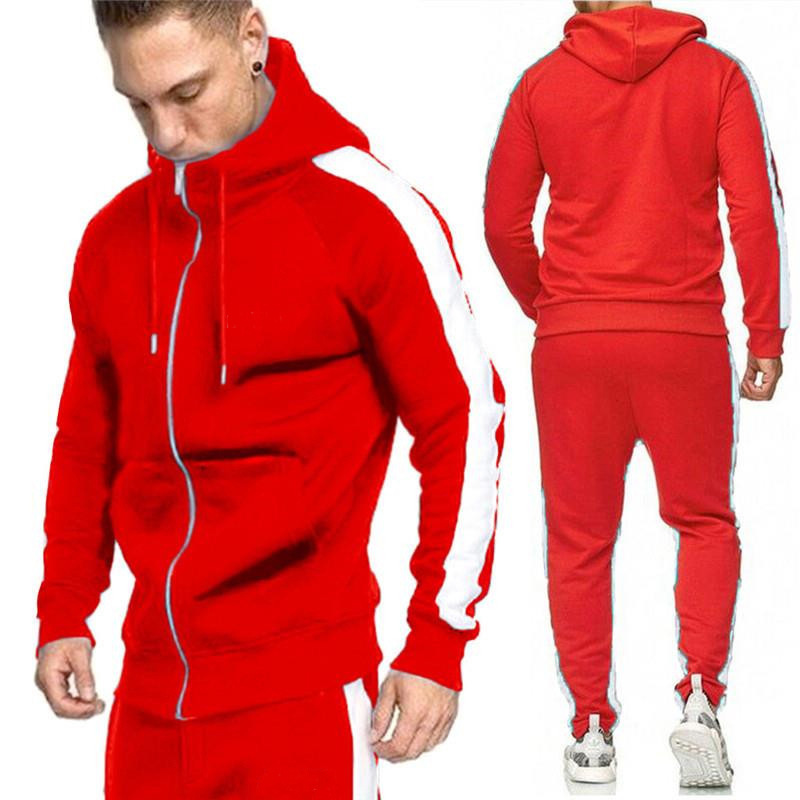 

mens tracksuits pure color zipper hooded running sport wear male casual comfortable sweatsuits autumn winter outfits sale, Gray