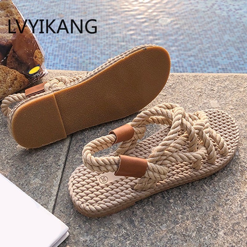 

Sandals Woman Shoes Braided Rope With Traditional Casual Style And Simple Creativity Fashion Sandals Women Summer Shoes, Beige