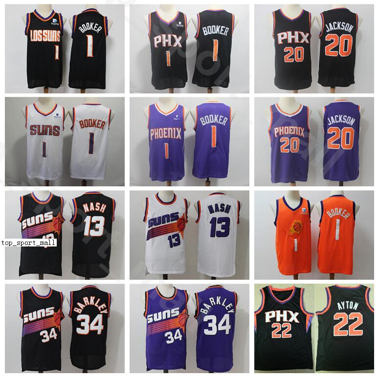 

Men Devin Booker Jerseys DeAndre Ayton Josh Jackson Steve Nash Charles Barkley Basketball Edition Earned City Black Purple White Orange, 1 black