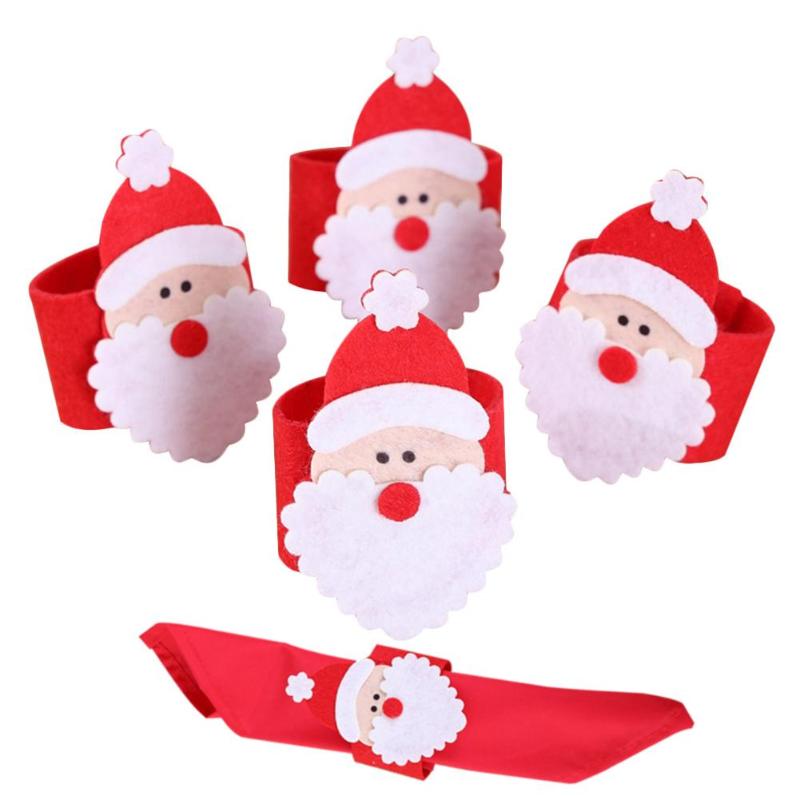 

4PCS Christmas Santa Claus Buckle Napkin Rings Serviette Holders Wedding Banquet Home Dinner Decor