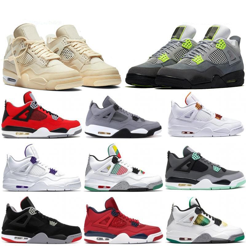 

Cheap Sail Jumpman 4 4s Men Basketball Shoes Neon Black Cat What The winter Cool Grey metallic purple Bred Running Shoes Sport Sneakers, Color 38