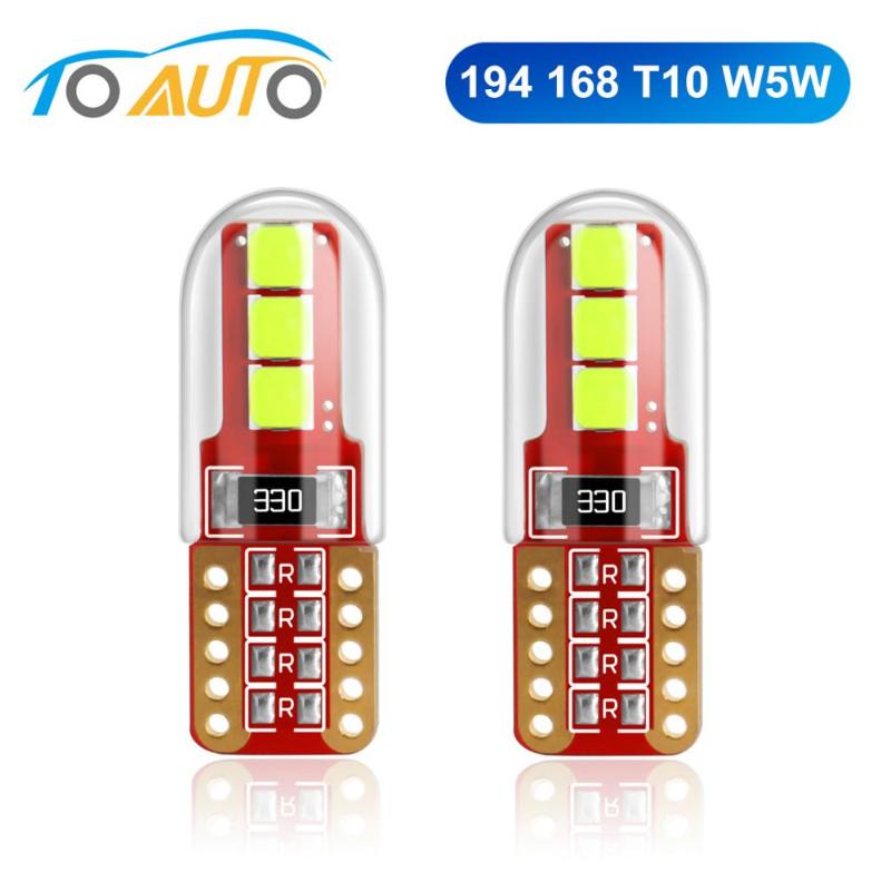 

2Pcs T10 LED W5W WY5W 501 168 3535 LED Chips Super Bright Car Reading Dome Lights Auto Marker Lamps Wedge Clearance Bulbs, As pic