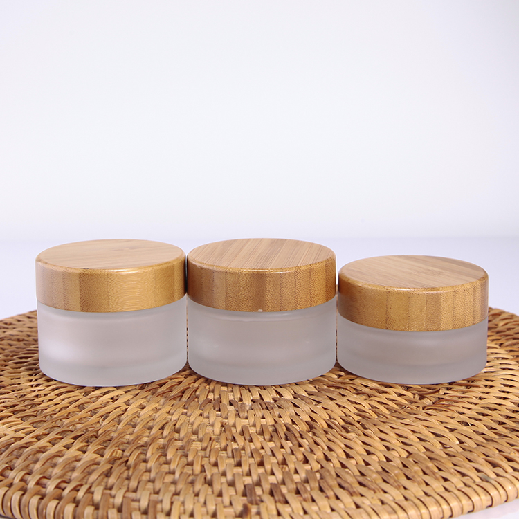 

New arrival REAL BAMBOO lid childproof child resistant glass jar for oil 5g 15g 30g 50g 100g eye cream containers