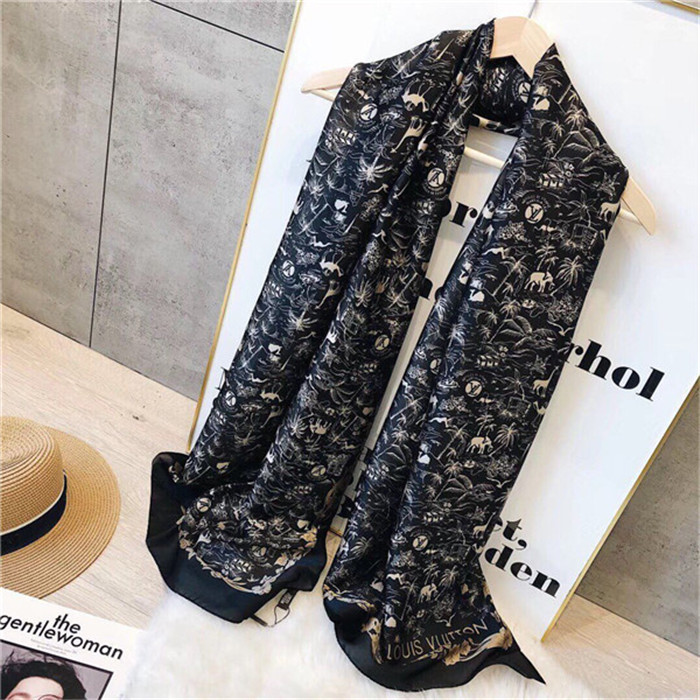 

New high quality brand silk scarf Soft fashion scarfs for women Floral tree Animal Print des ign silk scarf 180*70cm, Blue;gray