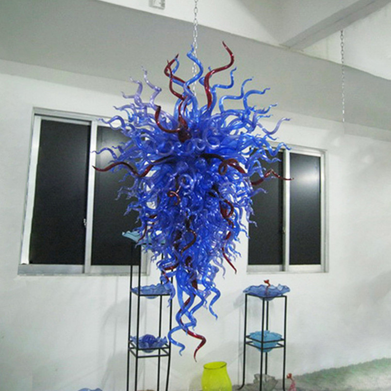

Modern Chandelier Blown Glass Pendant Lights LED Light Fixtures Blue Red Large 60 Inches Hanging Lamp Home Indoor Light