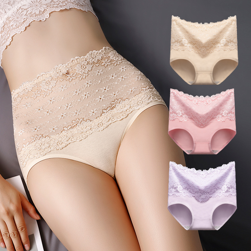 

1Pcs Women Panties Sexy Lace Underwear Woman Knickers High-Rise Pantys Mesh Floral Lingerie Female Seamless Briefs Underpants, Black