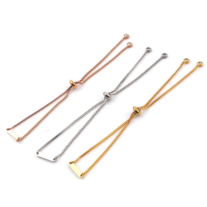 

8Seasons Fashion Bracelet Stainless Steel Adjustable Slider/ Slide Bolo Bracelets Gold Rectangle 24cm long, 1 Piece