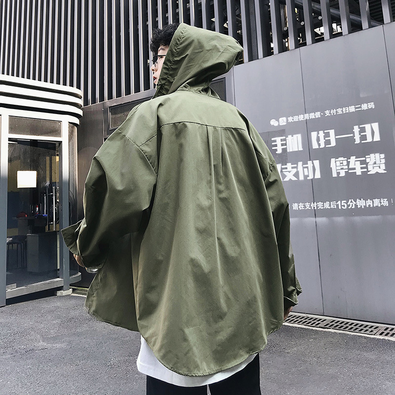

shirt long-sleeved autumn 2020 new Korean version of the trend of Hong Kong style handsome casual shirt male loose tide, Black