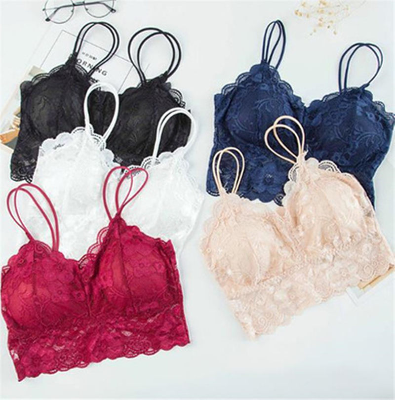 

Blackday Women Sexy Bra Lace Floral Underwear Padded Bralette Femme Front Cross None Closure Intimates Lady Bras, Black