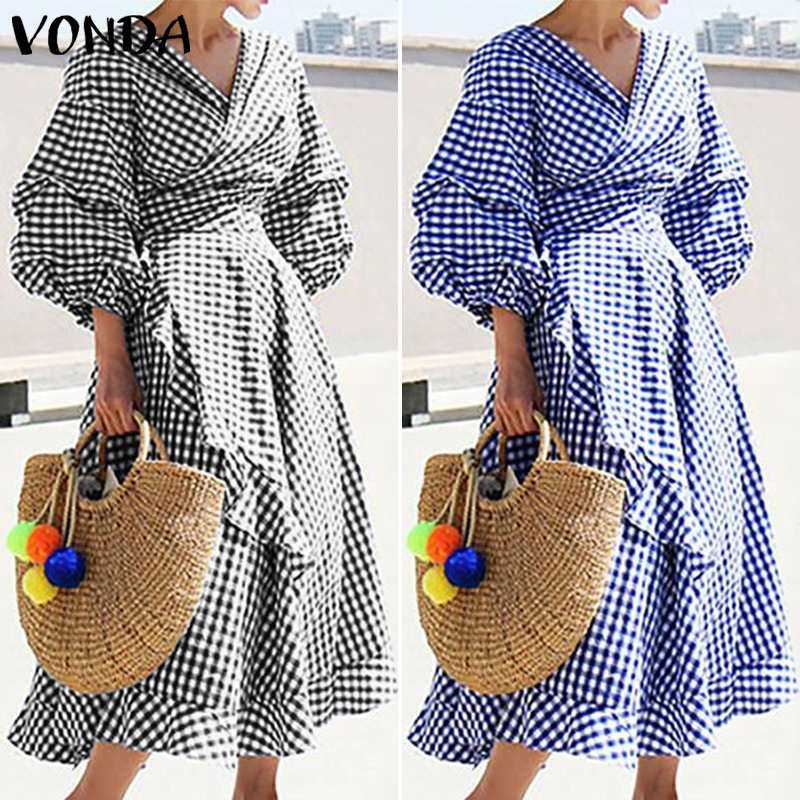 

Maternity Dress 2020 Summer Dot Printed Sundress VONDA Casual Solid Dresses Office Ladies Bohemian Vestidos Pregnancy Robe, Black