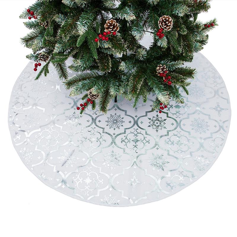 

New Year Holiday Decor Round Bottom Dress With Stocking Apron Home Christmas Tree Skirt Floor Mat Festival 120cm Diameter Family