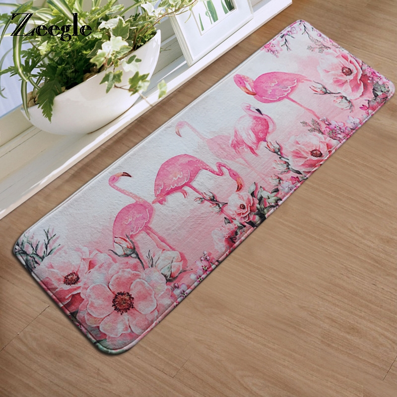 

Zeegle HD Printing Flannel Sponge Door Mat Kitchen Rectangular Anti-slip Mat Machine Washable Entrance/Hallway Area Rug, Dolphins