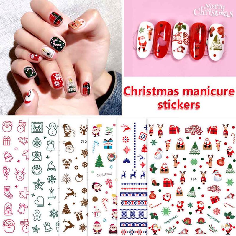 

1Pc Christmas Adhesive 3D Nail Sticker Foil For Nails Art Decoration Cartoon Designs Nail Decals Manicure Supplies Tool, H02