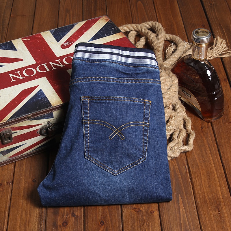 

Fashion Casual Blue Jeans Men Plus Size S-2XL Long Trousers Pants Mens Jeans Men's with Elastic Waist #YF6020