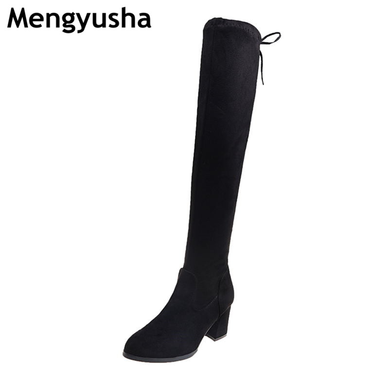 

Over the knee long boots female 2020 new elastic boots thick with Europe and the United States was thin high tube girl, Single black