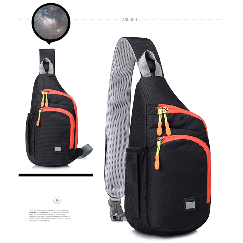 

Hot Selling Unisex Chest Bag Pack Waterproof Travel Sport Nylon Crossbody Shoulder Sling Bags Men Women, Black