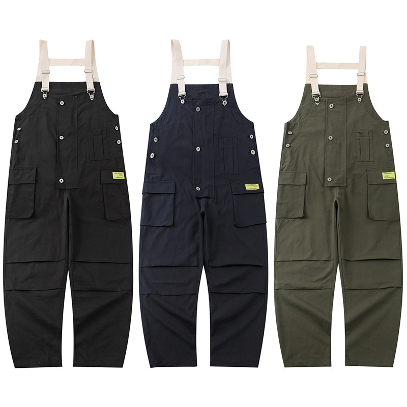 

2020 New Mens Joggers Harajuku Hip Hop Loose Pants Men Jumpsuit Casual Streetwear Fashion Solid Color Suspenders Men Overalls, Black
