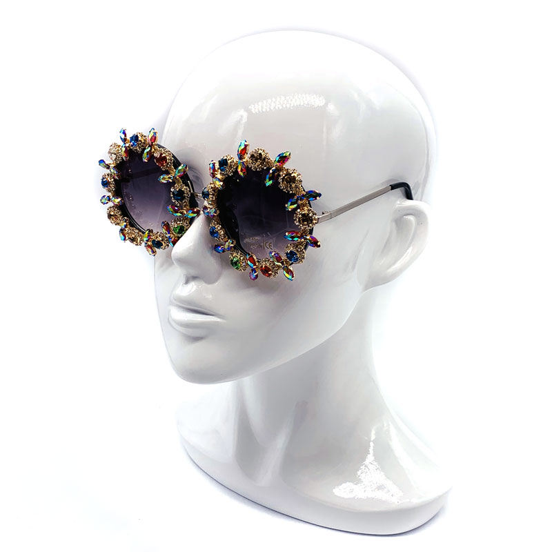 

Round Baroque Sunglasses Women 2020 Crystals Sexy Girls Sun Glasses Rhinestone Ladies Shades for Party Feminino