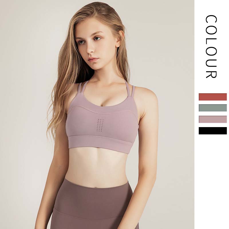 

2020 European and American new cross-back shockproof sports underwear autumn quick-drying fitness running vest women' bra, Black