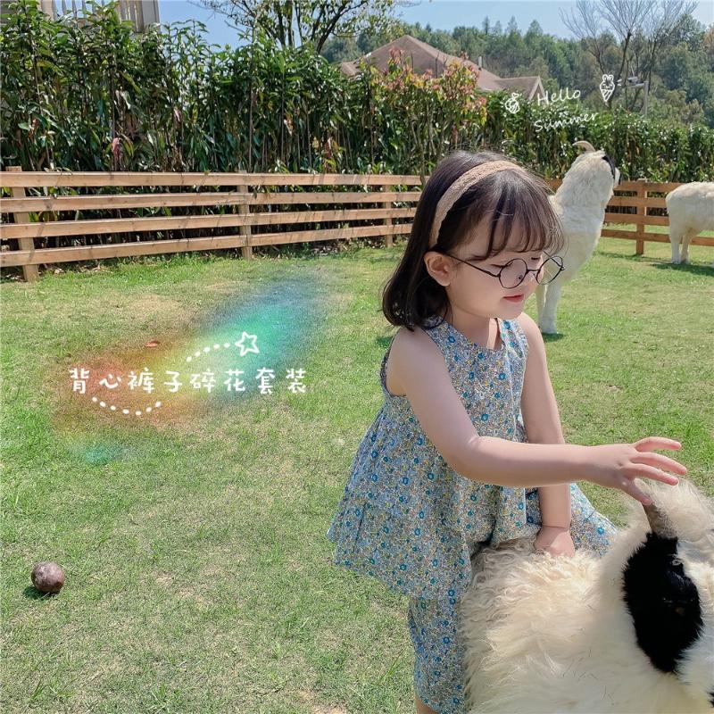 

2020 Summer Set Floral Skirt GIRL'S Vest Pants Set Children Ladies' Capri Pants Two-Piece Korean-style, Picture color