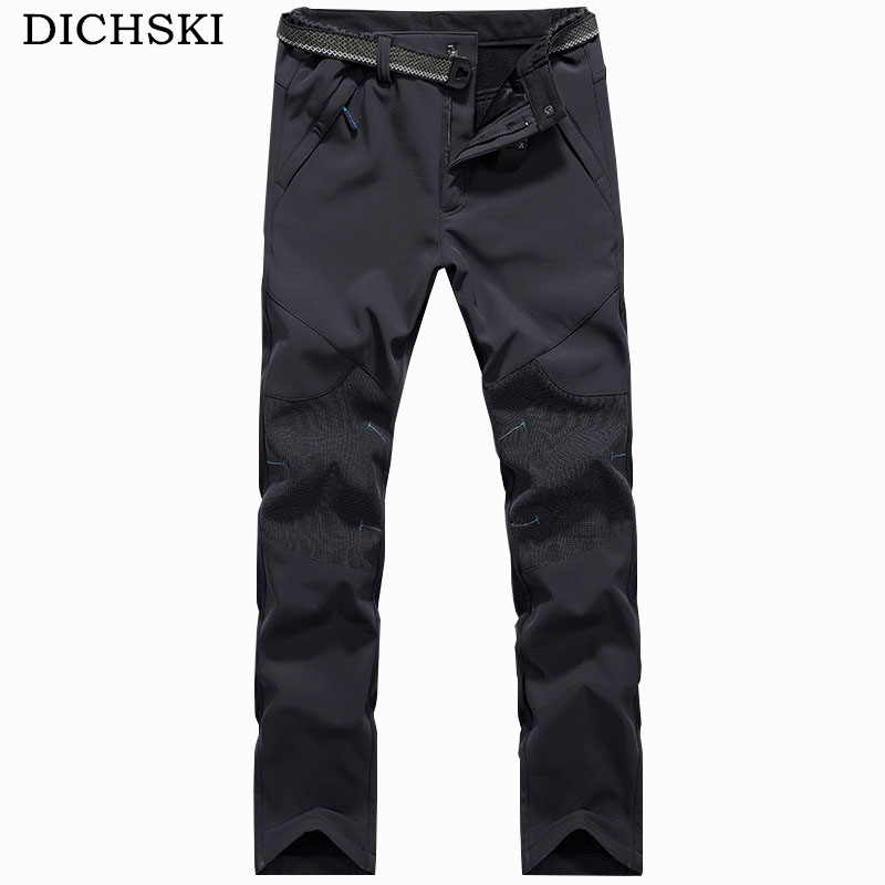 

DICHSKI Male Autumn and Winter Fleece Soft Shell Zipper Pants 2020 Outdoor Cycling Clothing Windproof Large Yards Climbing Pants, H247 army green