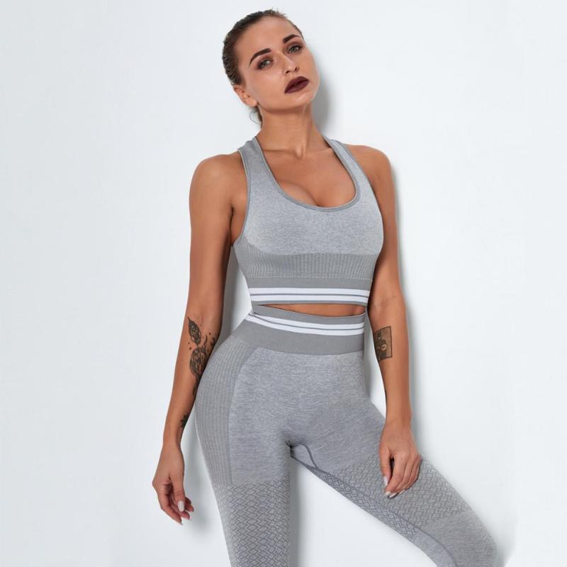 

Seamless Sport Set Women Black Rid Two 2 Piece Crop Top T-shirt Leggings Sport suit Workout Outfit Fitness Gym Yoga Sets Clothes, Blue short