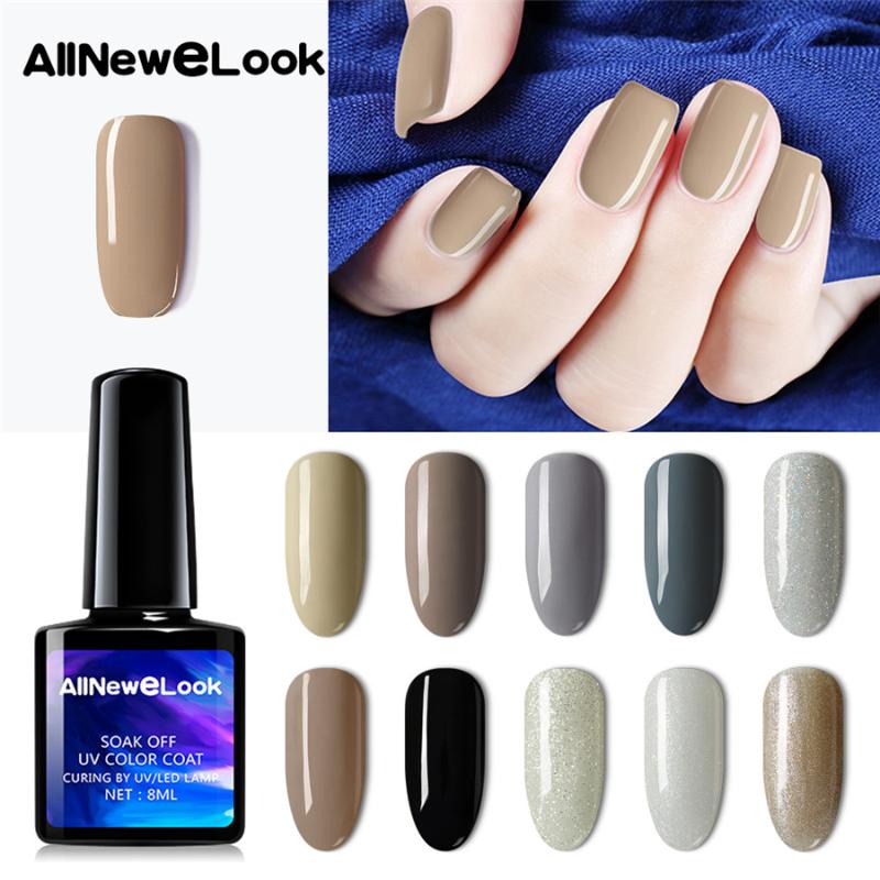 

AllNeweLook 8ML Grey Series Nail Gel Polish Pure Nail Color Black UV Gel Lacquer Varnish Soak Off Art Manicure Gellak, A097