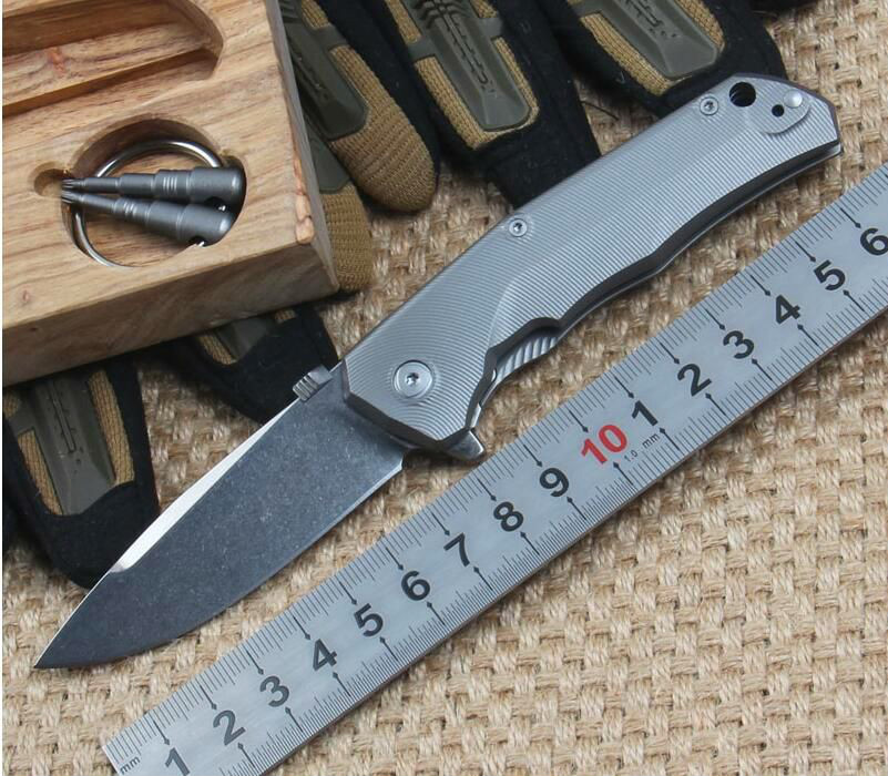 

lionsteel molletta 100% M390 61HRC blade titanium gray handle ball Bearing System Hunting Knife Pocket Survival gift knife a2259