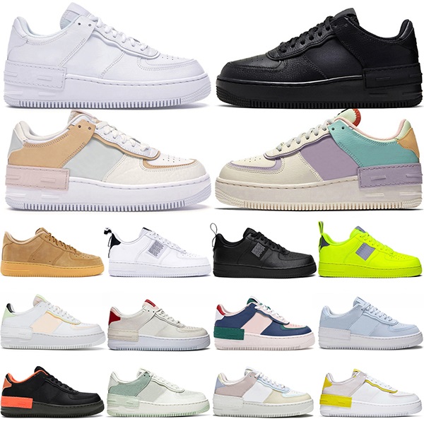 

platform shoes Air force 1 men women running shoe skateboard triple black white shadow Pale Ivory pastel trainers sports sneakers chaussures