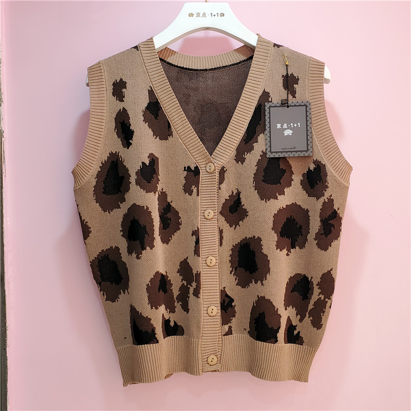 

EWQ] 2020 Autumn Women's Fashion V-neck Single-breasted Color Applique Sleeveless Casual Knit Vest Ladies QB639, Khaki