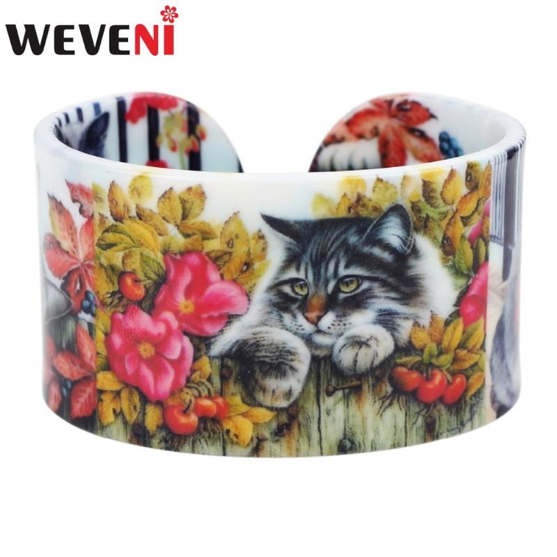 

WEVENI Plastic Colorful Cat Kitten Bangles Bracelets Fashion Craft Jewelry For Women Girl Ladies Animal Accessories Wholesale