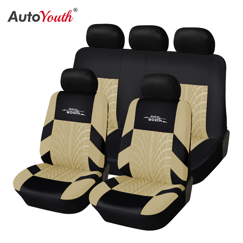 

AUTOYOUTH Beige Fashion Tire Trace Style Universal Protection Car Seat Cover Suitable For Most Car Protector Interior