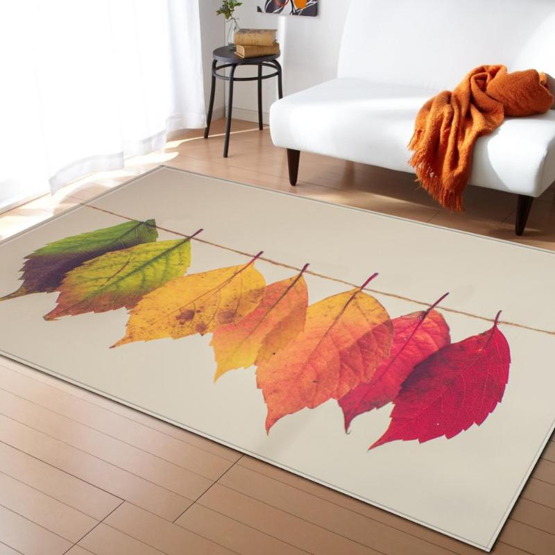 

Home Decor Leaves Printed Area Rug Shoebox Floor Mat Bedside Children Play Mat Soft Non-slip 3D Living Room Decor Rug Carpet, No-4
