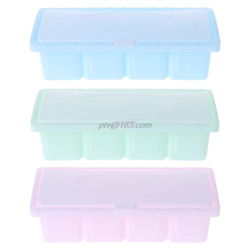 

4 Grid Jar Condiment Storage Seasoning Container Kitchen Box Case Holder