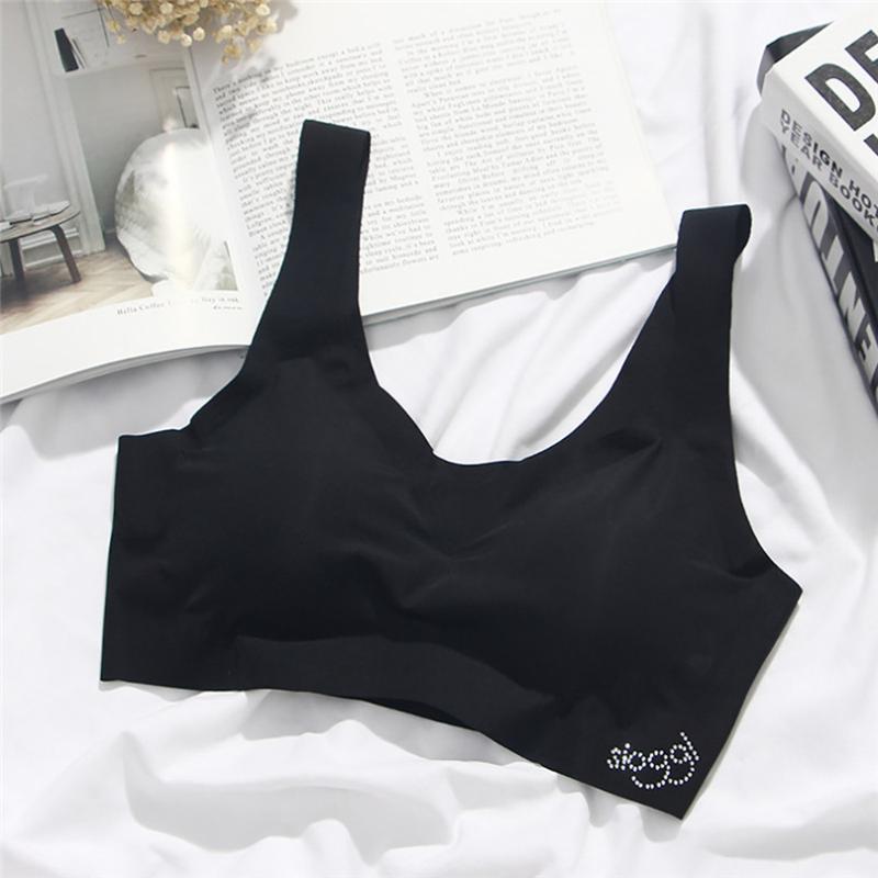 

Sexy Seamless Cool Bra Ice Silk Trackless Vest Without Steel Rim Sports Bra Sleep Yoga sports #4j08, Champagne