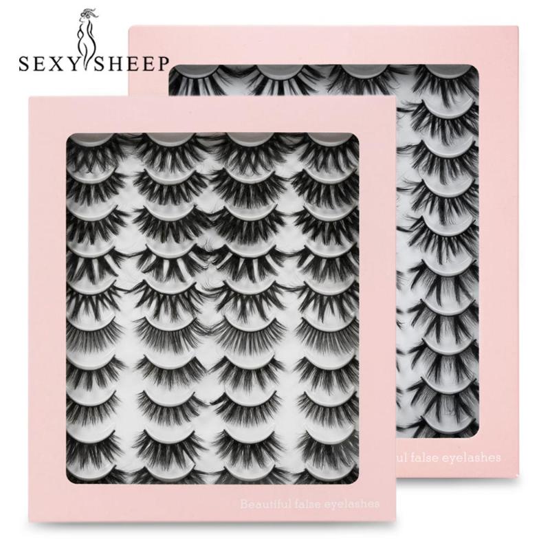 

20 Pairs Faux Mink False Eyelashes Wispy Criss-cross Fluffy Thick Natural Handmade Lash Eye Makeup Beauty Extension Tools