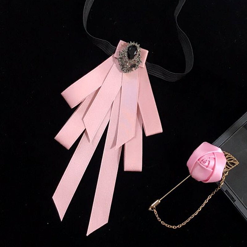 

British Women Bling Rhinestone Brooch Bow Tie Men Wedding Party Elastic Strap Butterfly Crystal Bowtie JK Classic Necktie Cravat
