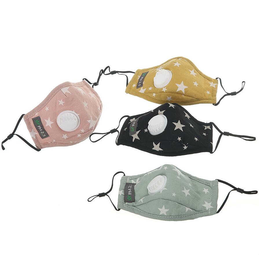 

Kids Breathing Valve Face Mask Children Cotton Washable Breathable Dustproof Face Mask PM2.5 Printing Cartoon Face Masks Protective Mask