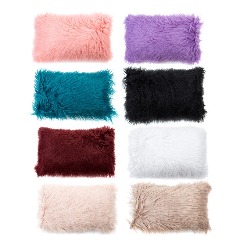 

2020Newest Camping Mat faux fur pillowcase sofa bedroom car mat 12 x 20 inches 30 x 50 cm Camping new luxury series style black
