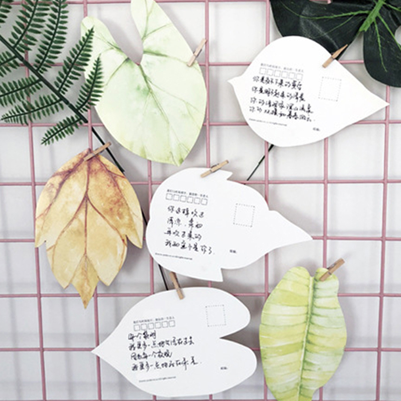 

10Pcs Novelty Leaves Shape Postcard Christmas Greeting Card Creative Birthday Message Card Gift Cards