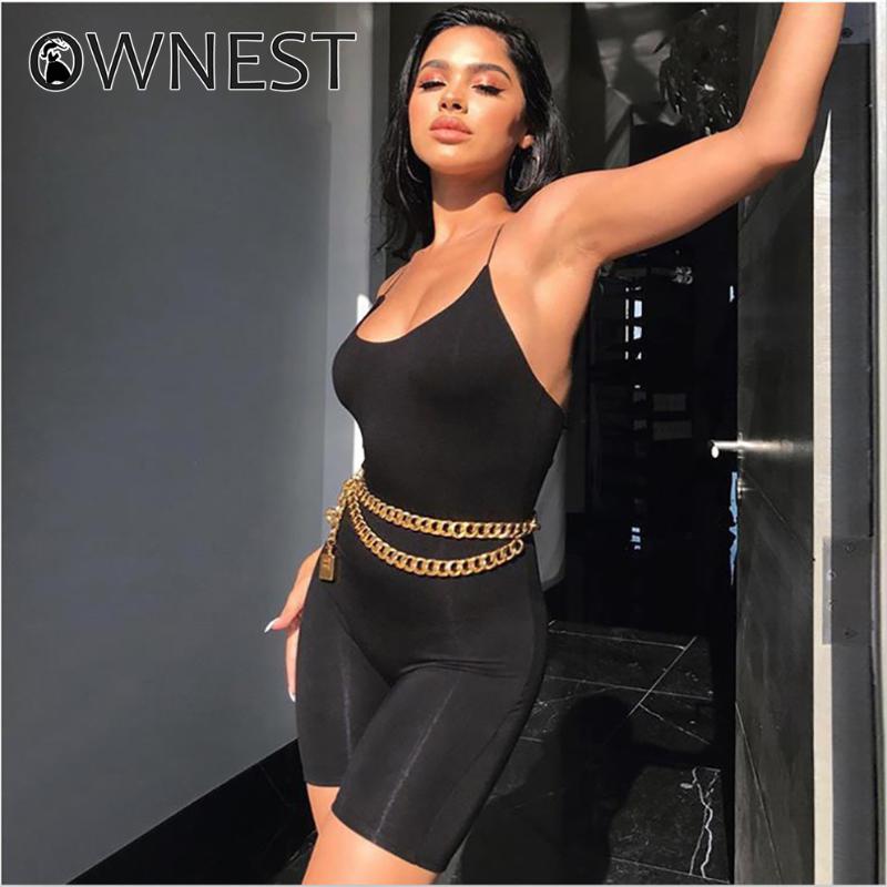 

Black Skinny Spaghetti Strap sleeveless Street woman Rompers bar club Bodycon bodysuit jumpsuits body femme clothes vintage