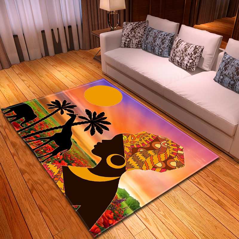 

African Girls Portrait Parlor Carpets Bedroom Rugs Shoe Cabinet Mat Soft Non-slip Living Room Area Rug Carpet for Home Decor, No-2