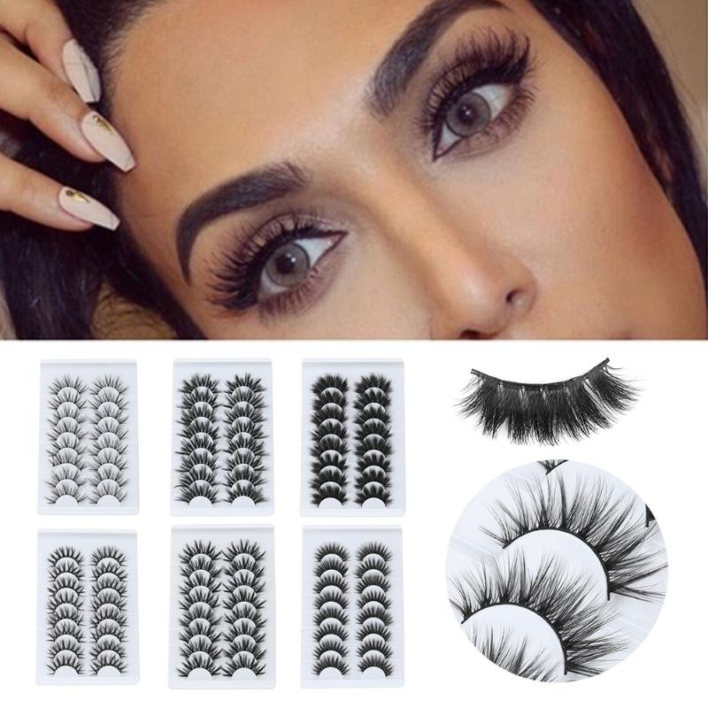 

8 Pairs 5D Mink False Eyelashes Natural Long Wispies Fluffy Eye Extension Full Volume Handmade Cruelty-free Eye Makeup Tool