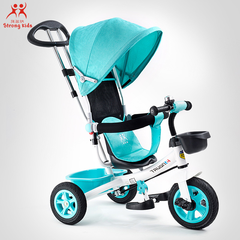 

Child Tricycle Stroller Folding Three Wheels Stroller Bicycle Rotating Seat Baby Car Convertible Handle Free-inflation Wheels