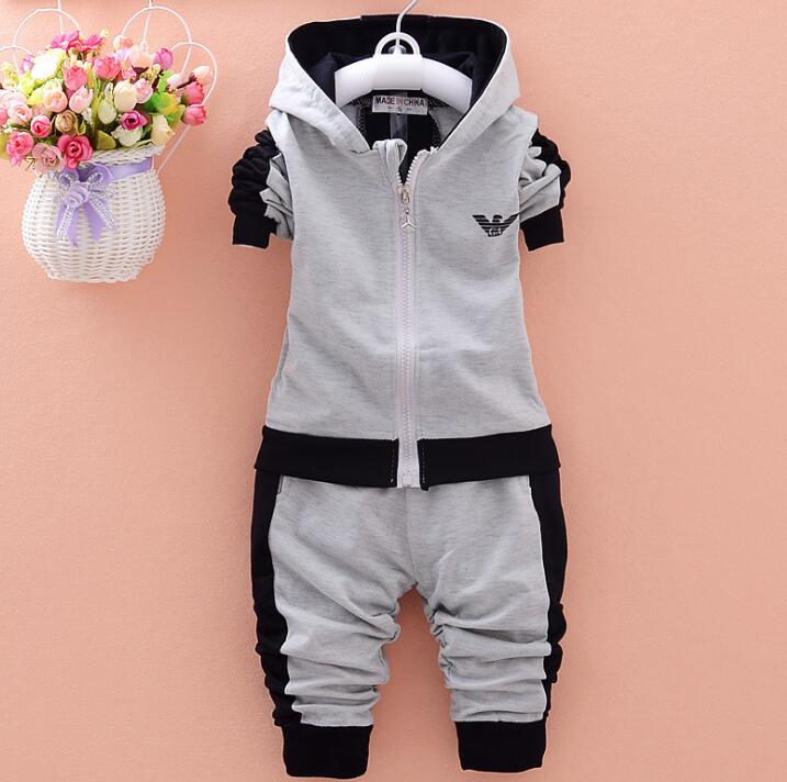 

Kids Tracksuits Spring Autumn Children Long Sleeve Zipper Hoodies+Pants 2pcs Set Little Boys Suits Outfits LY045, White