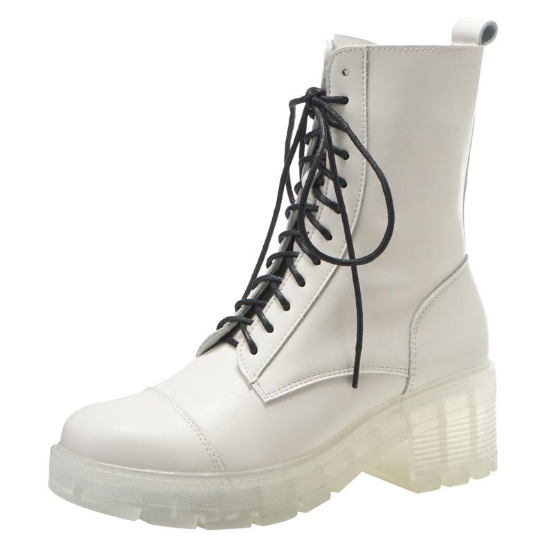 

New trend British style Martin boots classic style Lightweight Ventilation Short boots Highheel thick sole Simplicity Women Shoes, Black