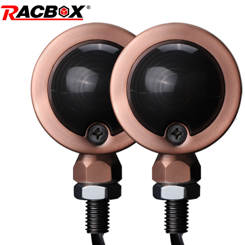 

Motorcycle Accessories Moto Turn Signal Lights For Off-road Motorbike Cafe Racer Turn Signal Brake Warning Lamps Copper, As pic