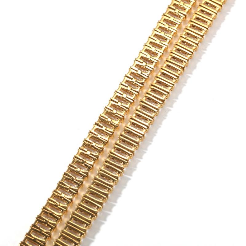 

European and American hip-hop stainless steel inlaid square zircon men's necklace simple rock trendy new money decoration