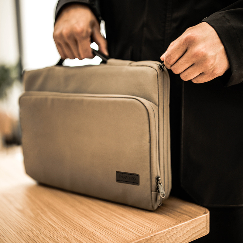 

Laptop Portable Briefcase Casual Business High Capacity Side Office Work Document Briefcase Bolsa Masculina Bag for Men DB60BA, 14inch